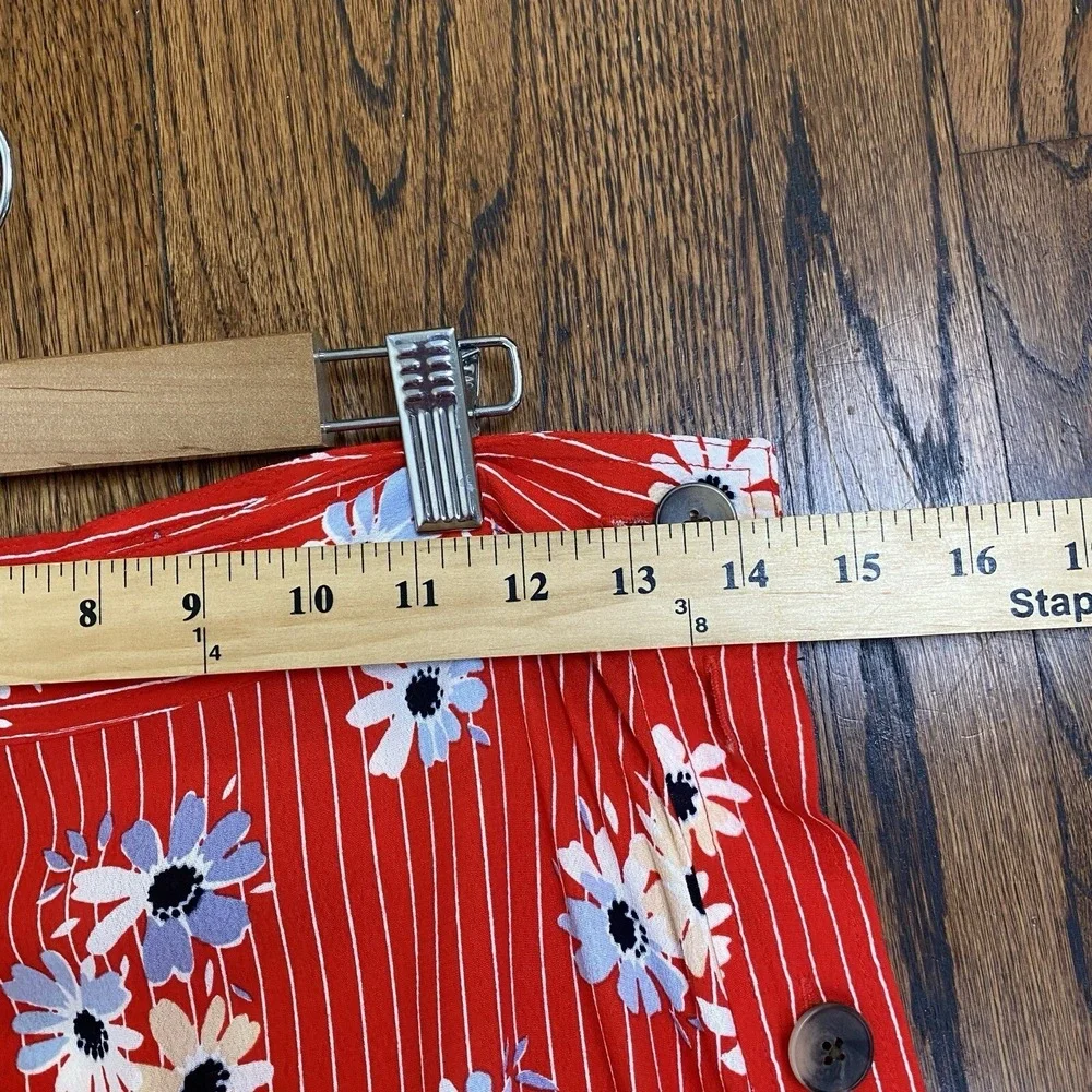 Madewell Womens Red Retro Stripe‎ Boho Floral Mini Skirt Daisy Size 0 Cottage